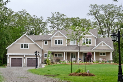 Designs by Santy :: Valley House Front elevation with tapered columns and gables