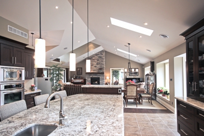 Designs by Santy :: Country Ranch open concept kitchen with dining area and great room