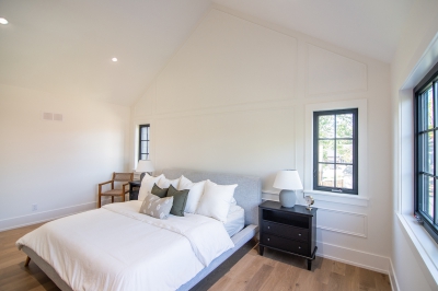 Designs by Santy :: Black and White House Bedroom with vault ceiling and window grills