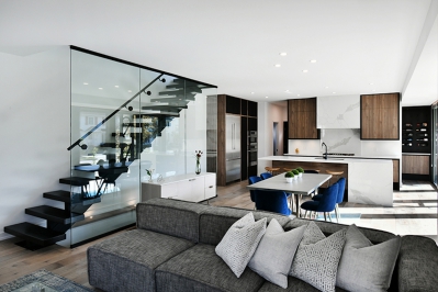 Designs by Santy :: Modern Conversion Open concept living area with floating staircase