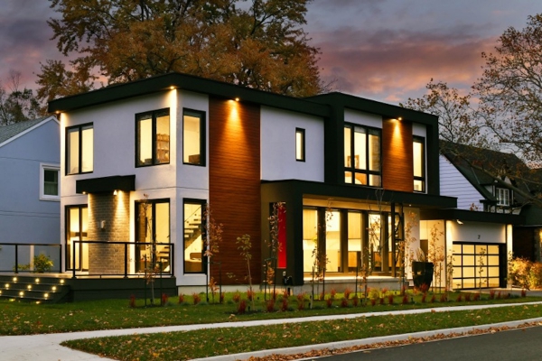 Designs by Santy :: Modern Conversion Corner lot modern exterior with accent lighting