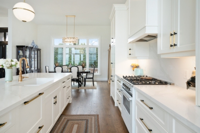 Designs by Santy :: Fresh Lake House Kitchens with island and dining area