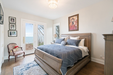 Designs by Santy :: Fresh Lake House Bedroom with door and sidelight