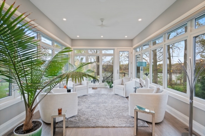 Designs by Santy :: Elevated Bungalow Sunroom with window transoms