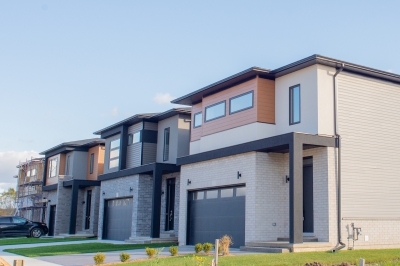 Designs by Santy :: Outline Houses Contemporary front elevations with stucco, siding and brick