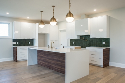 Designs by Santy :: Modern Lines Modern kitchen with island and chandeliers