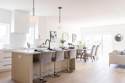 Designs by Santy :: Simple Elegance Open concept with kitchen island and dining