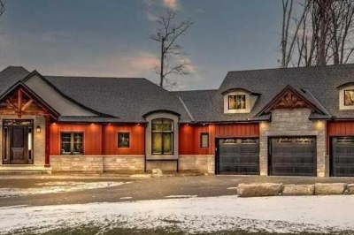 Designs by Santy :: Timber Entry Front exterior with board and batten, stone, and timber accents