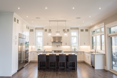 Designs by Santy :: Volume House Kitchen with  island and pot lights